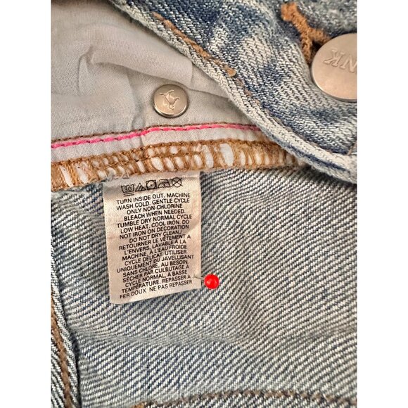 Victorias Secret Pink Denim Rhinestone Embellished Frayed Hem Shorts Size 8 - Picture 5 of 6